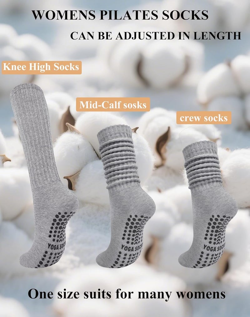 Darller Grip Pilates Socks for Women, Non Slip Yoga Slouch Scrunch Socks with Grips for Barre Ballet Workout Hospital - Image 2